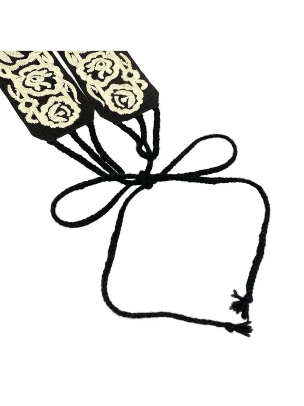 Dior Belt Black Ivory Embroidery Mexican Flower Cotton - Picture 3 of 7